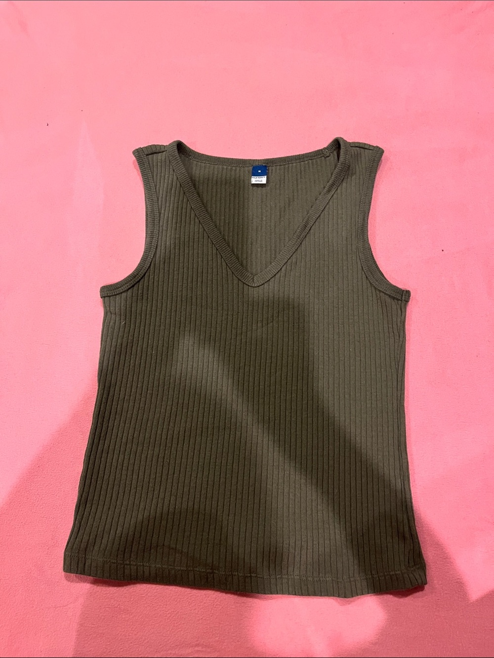 Old Navy Olive Green Ribbed V-Neck Tank
